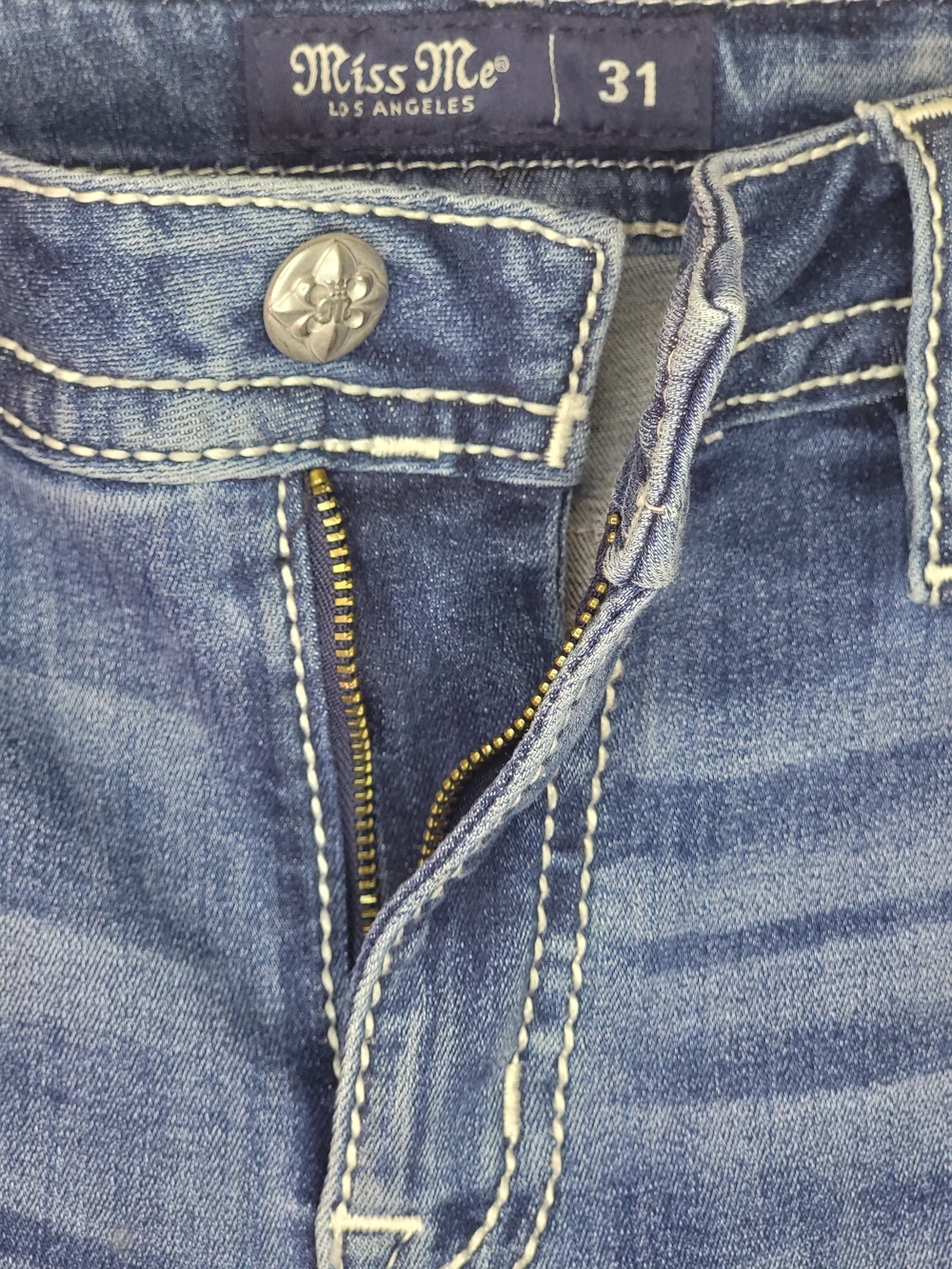 Miss Me Western Bootcut Jeans Size 31 Embroidered Cow Skull Stretch Bling - Picture 13 of 15